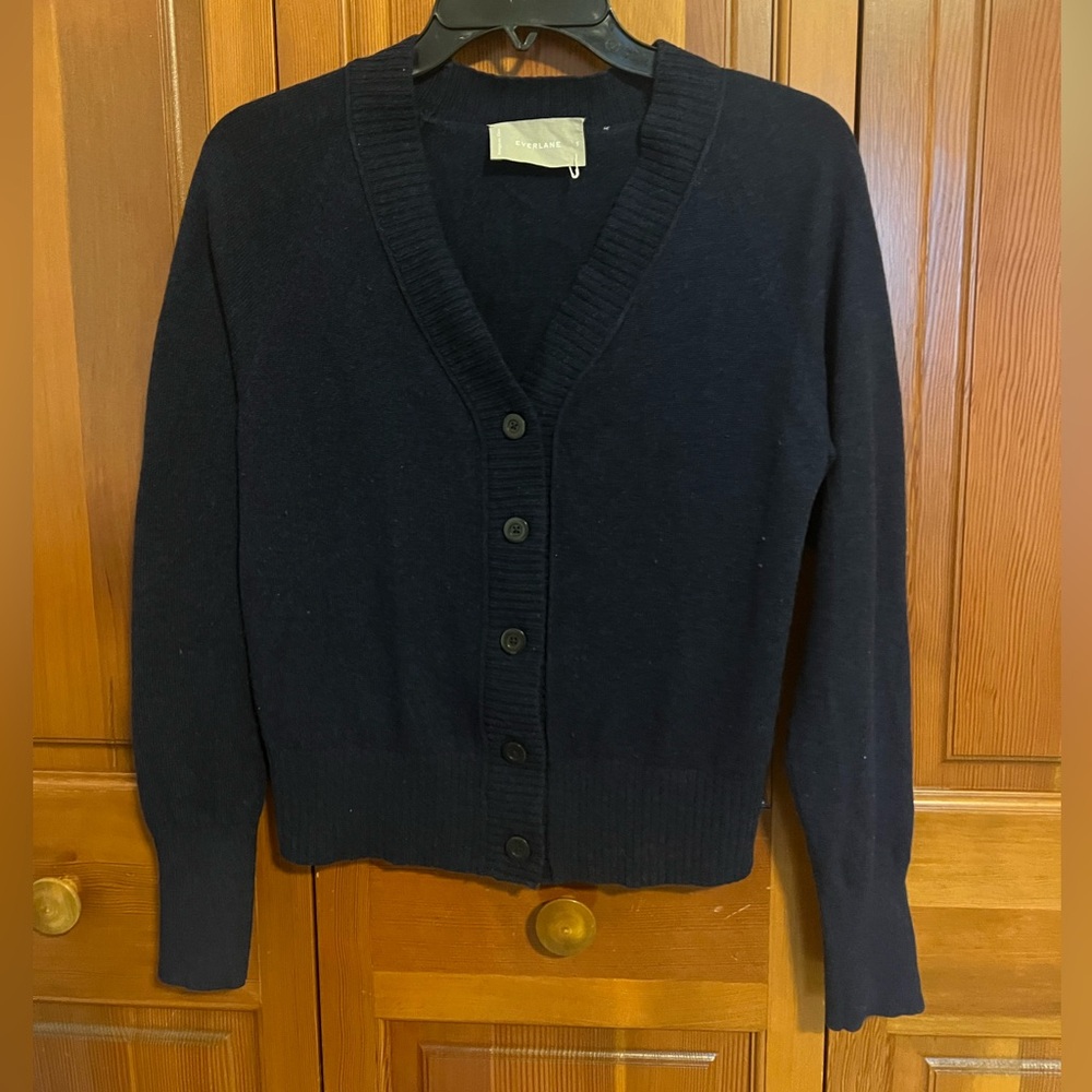 Everlane Navy Cashmere & Wool Cardigan